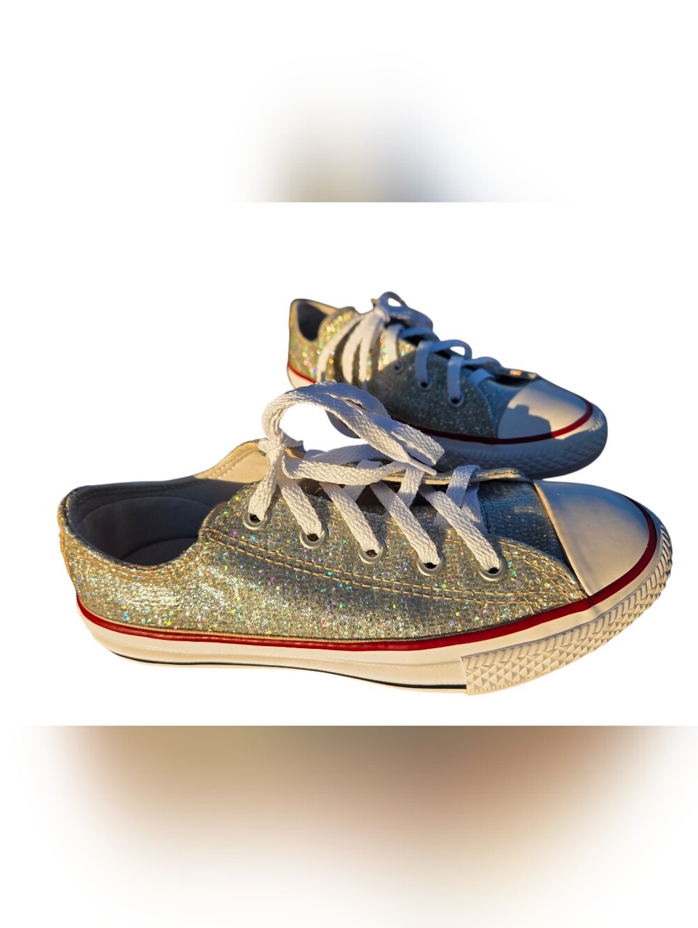 Converse - Girls Low Top Glittery Sparkily Chuck Taylor Sneakers Shoed